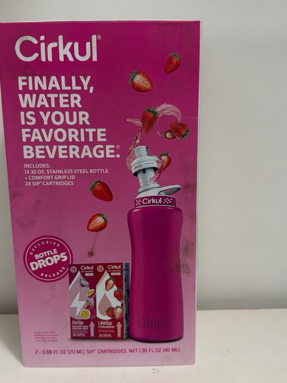 Cirkul Pink Stainless Steel Water Bottle - Flavor-Ready Bottle